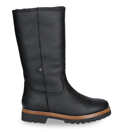 Bambina botas de piel con forro interior de pelo. negro