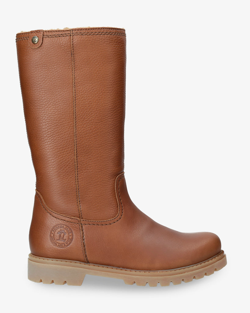 Bambina botas de piel con forro interior de pelo. cuero