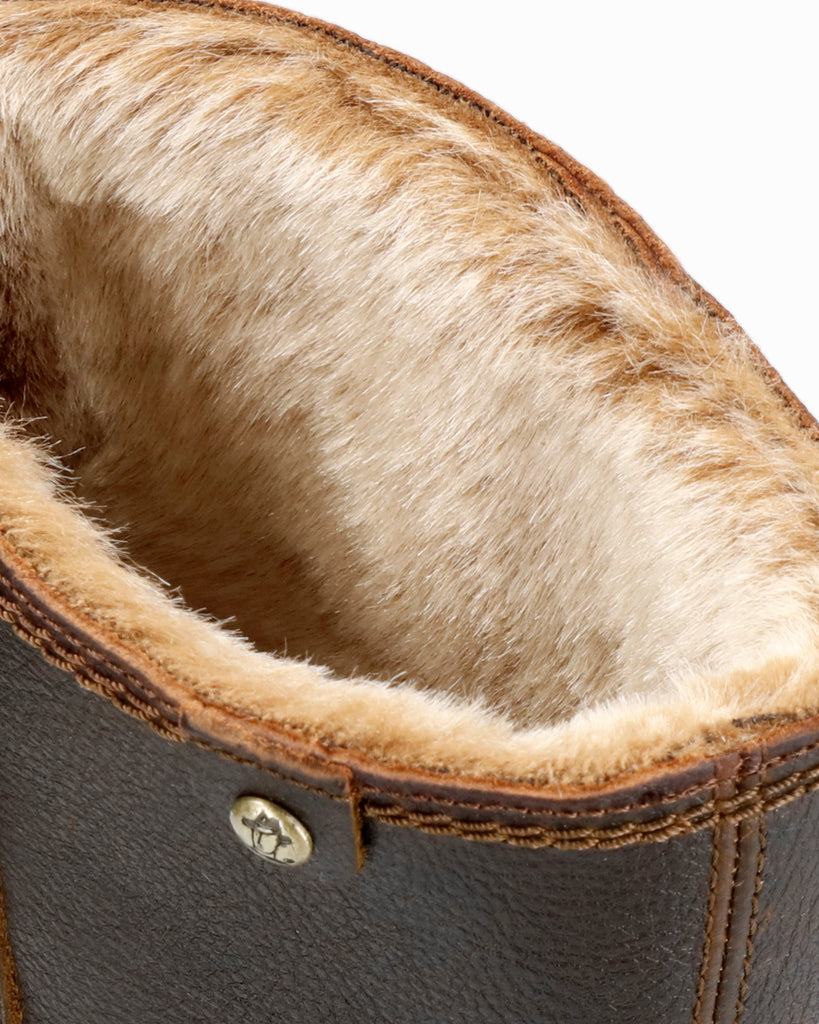 Bambina botas de piel con forro interior de pelo. castaño