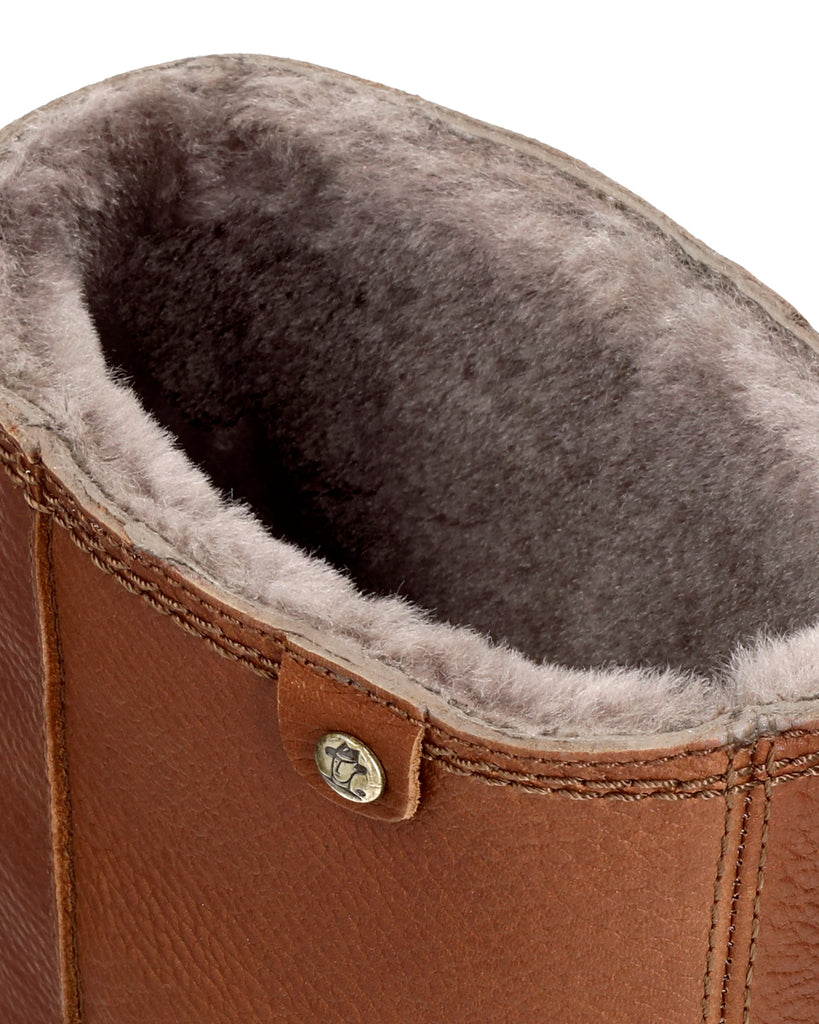 Bambina Igloo botas de piel con forro interior de pelo natural. cuero