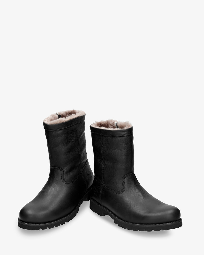 Fedro Igloo botas de piel con forro interior de pelo natural. negro