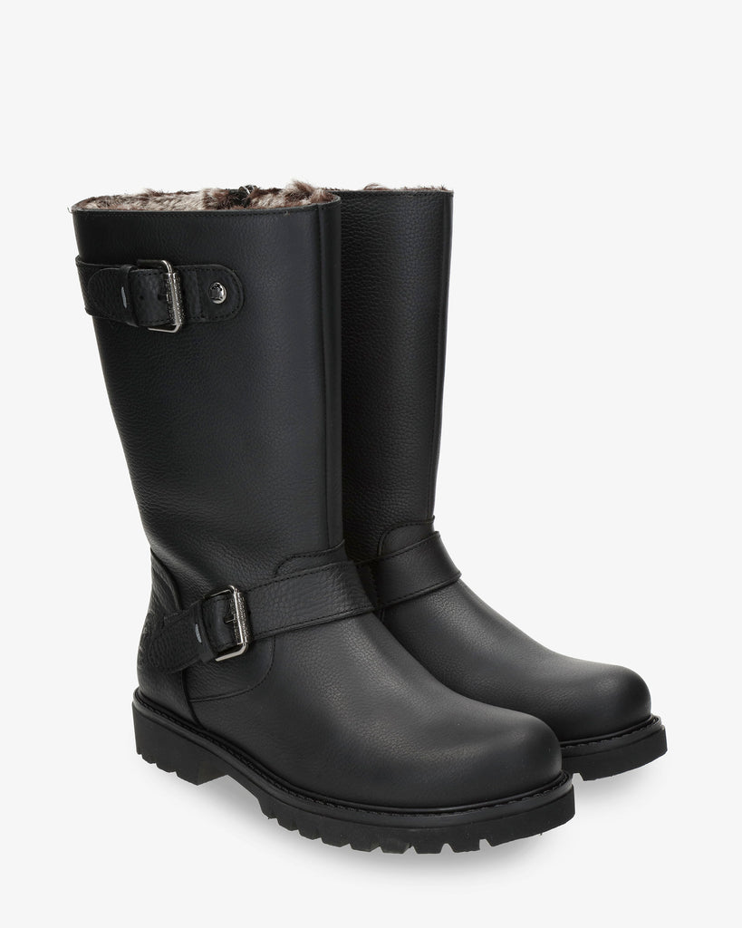 Fergie botas de piel con forro interior de pelo. negro