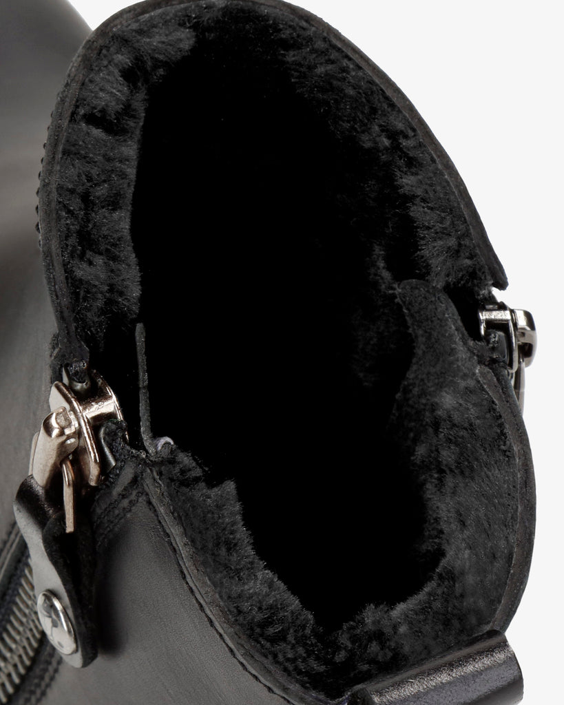 Fiore Igloo Trav botas de piel con forro interior de pelo natural. negro