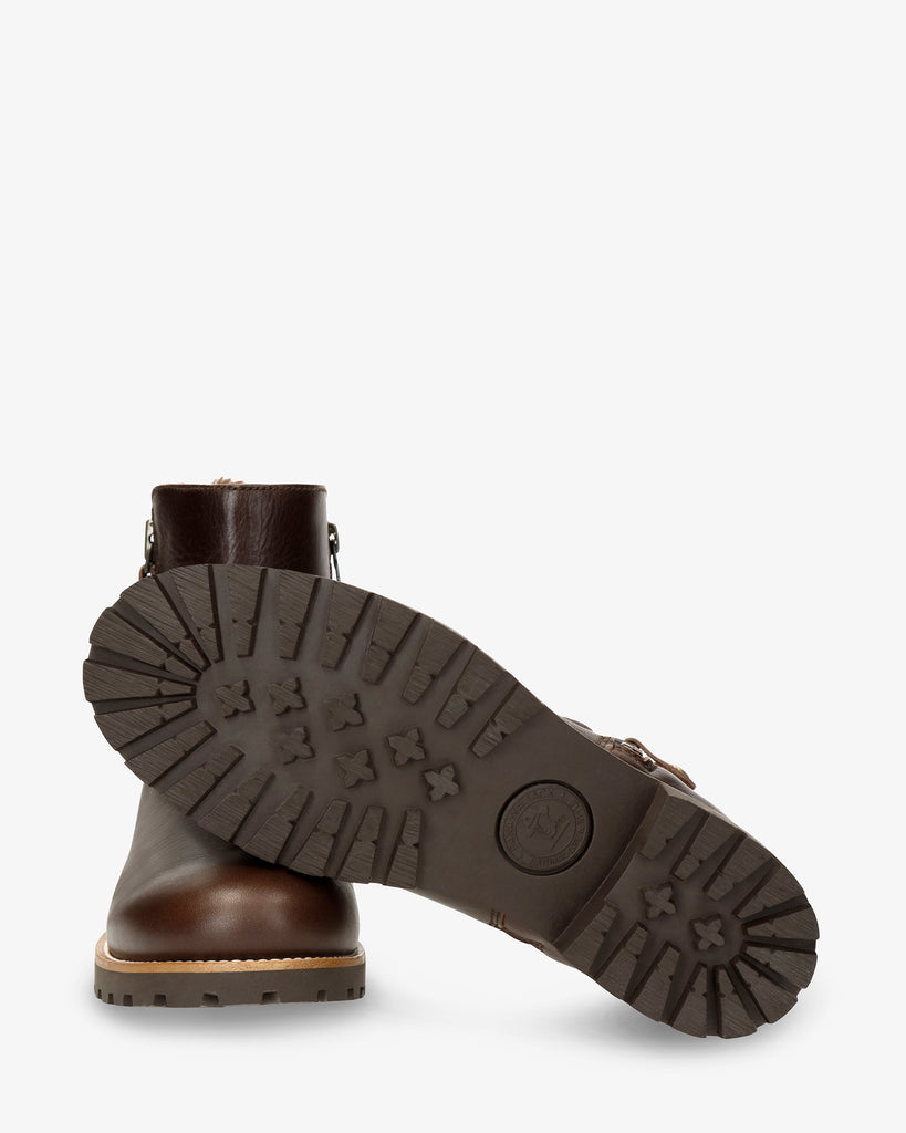 Fiore Trav botas de piel con forro interior de pelo. marron