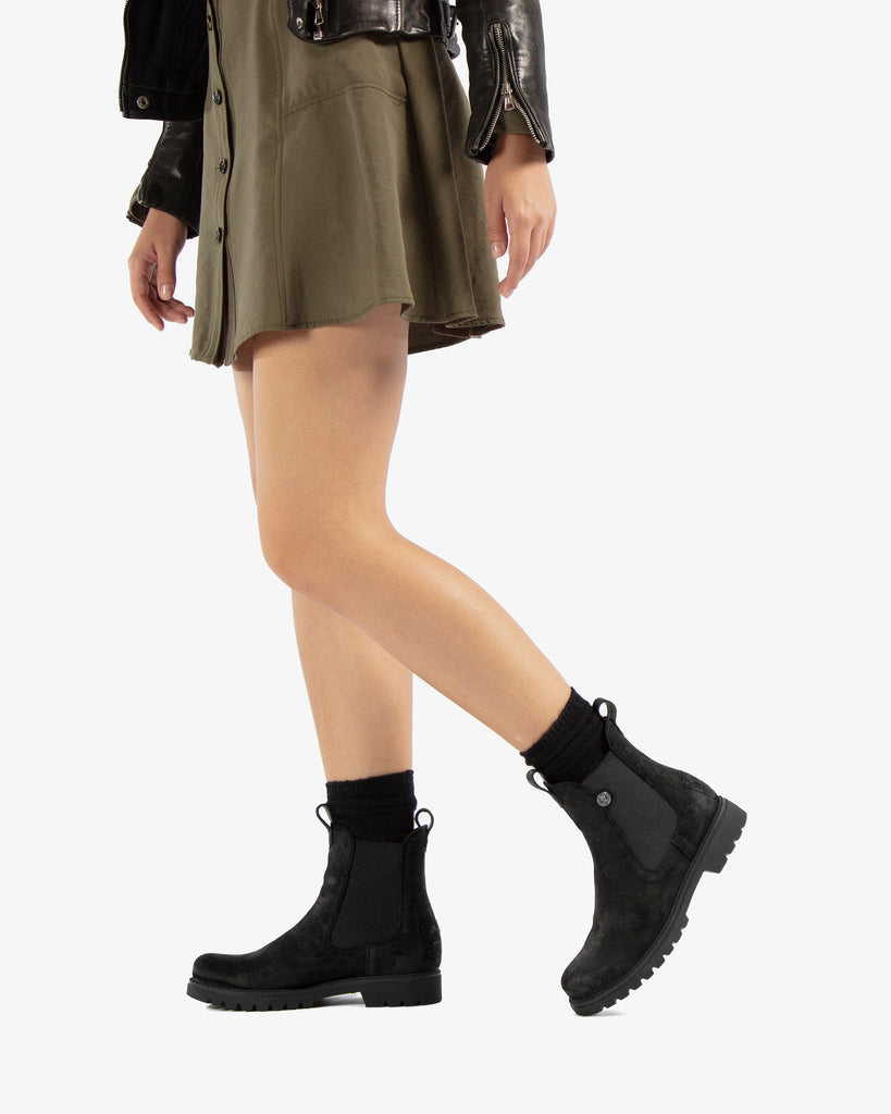 Francesca botas de piel con forro interior de piel. negro