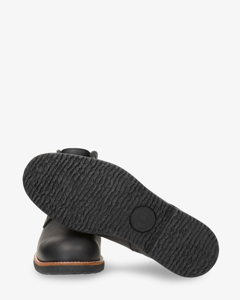 German Igloo botín de piel con forro interior de pelo natural. negro