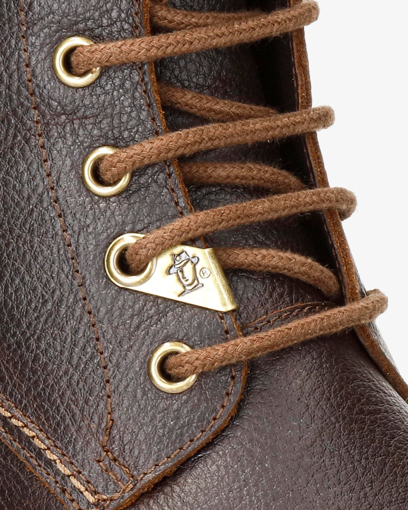 German Igloo botín de piel con forro interior de pelo natural. castaño