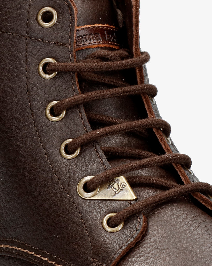 Glasgow Igloo botines de piel con forro interior de pelo natural. marron