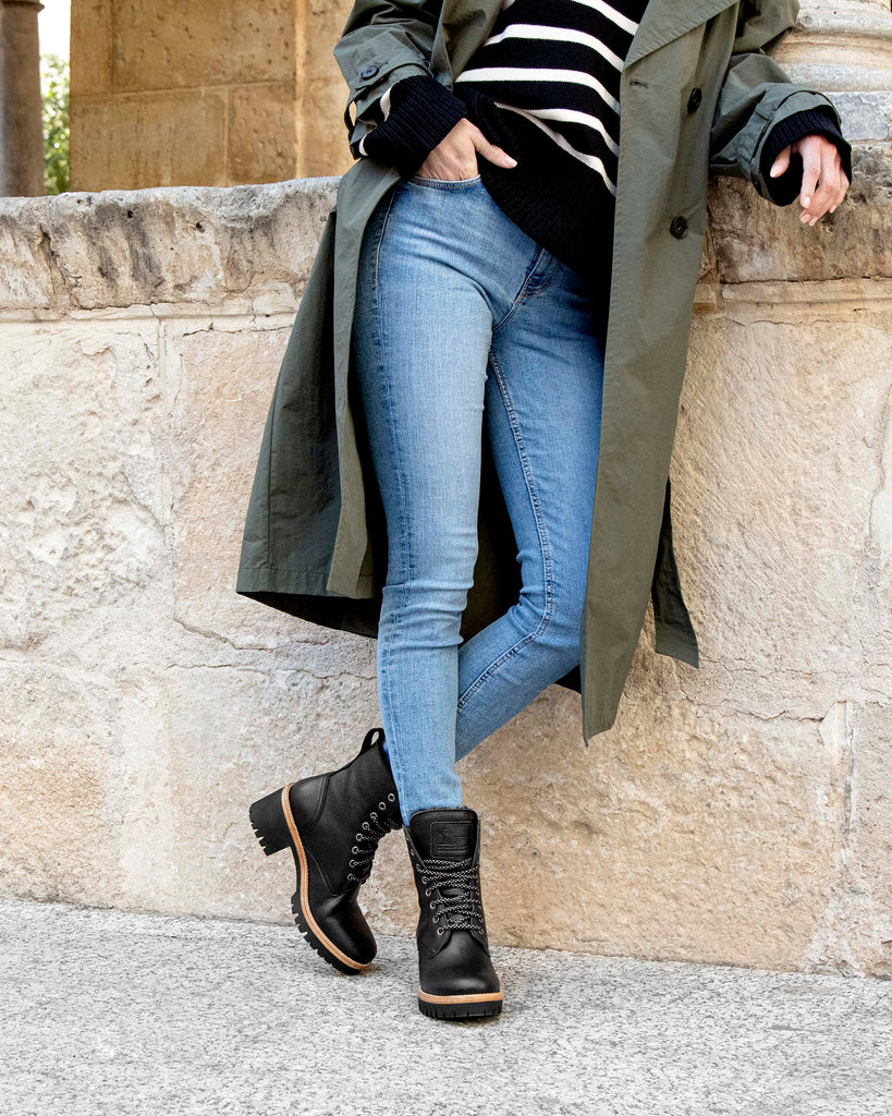 Padma botas de piel con forro interior de pelo. negro