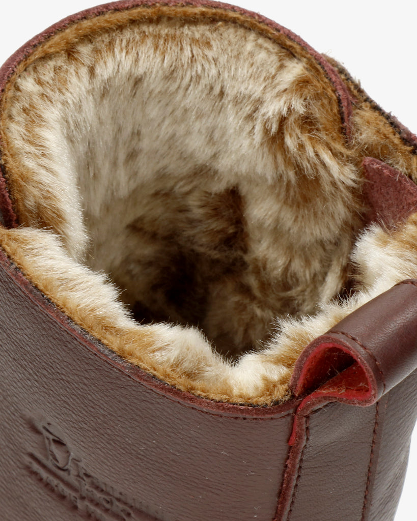 Padma botas de piel con forro interior de pelo. burdeos