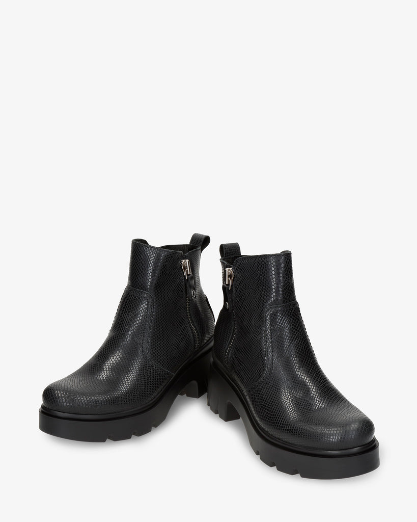 Phuket botín de piel con forro interior de piel. negro