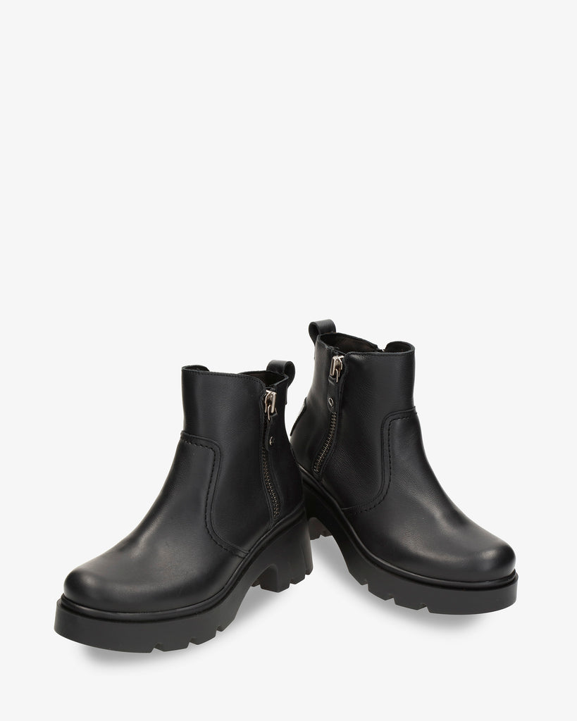 Phuket botines de piel con forro interior de piel. negro