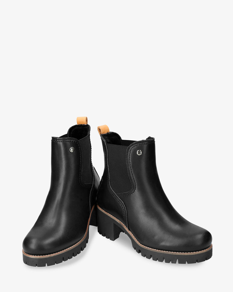Pia Igloo Trav botines de piel con forro interior de pelo natural. negro
