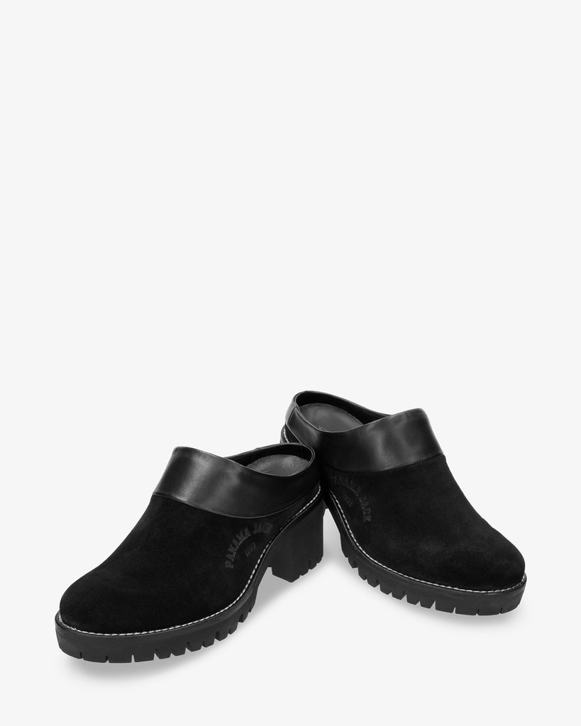 Priana zueco de piel con forro interior de piel. negro