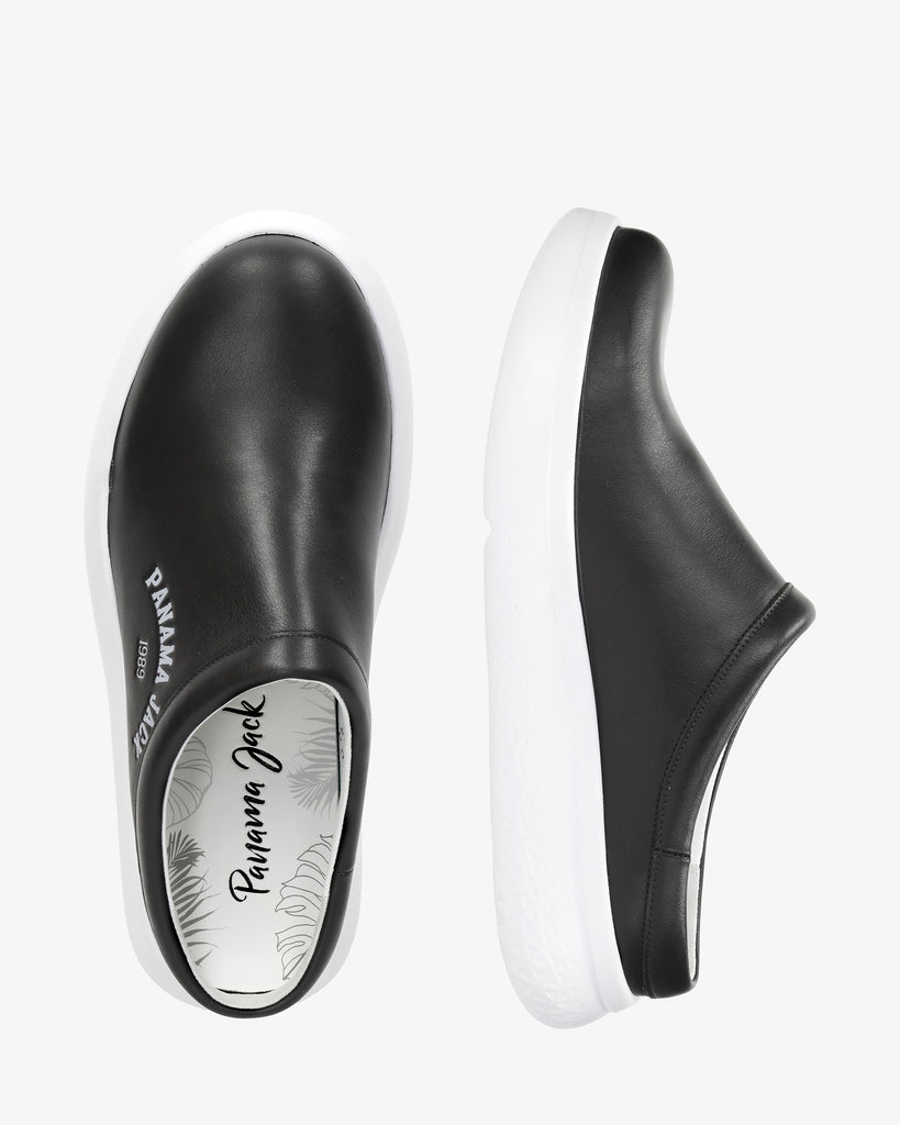 Yeray zueco de piel con forro interior de piel. negro