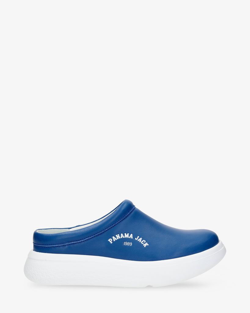 Yuri zueco de piel con forro interior de piel. azul