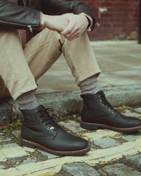 Glasgow Igloo botines de piel con forro interior de pelo natural. negro